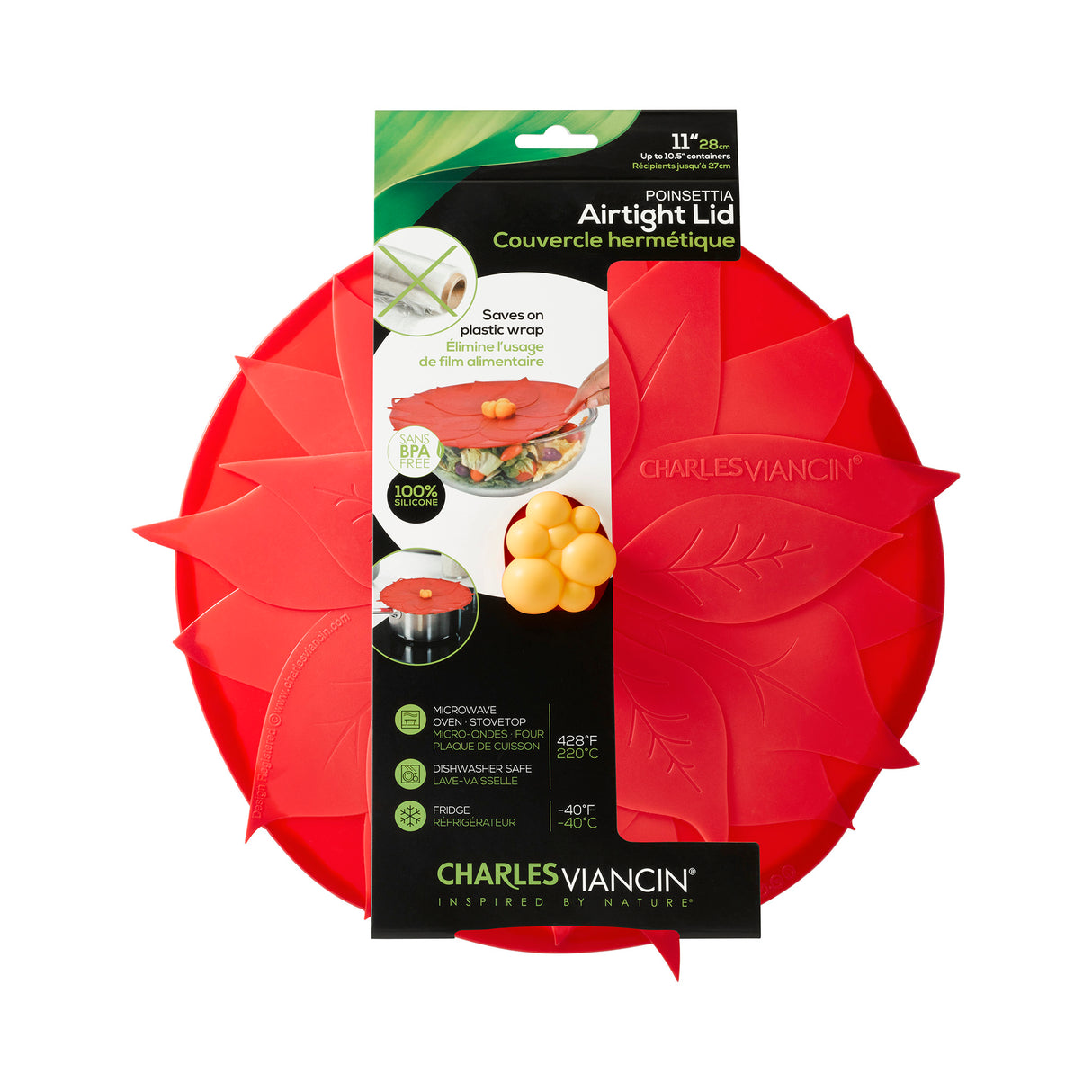 Poinsettia Lid 11''