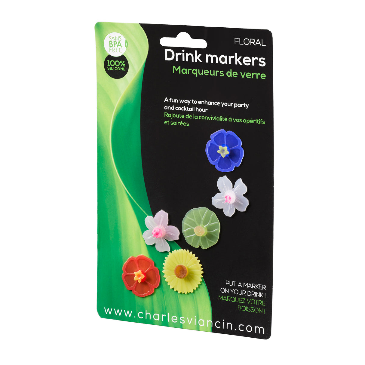 Floral Drink Markers - Card/6"